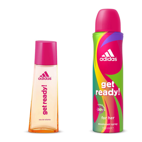 Adidas Get Ready Eau de Toilette 50 ML + Deodorant Body Spray for Women 150ML 
