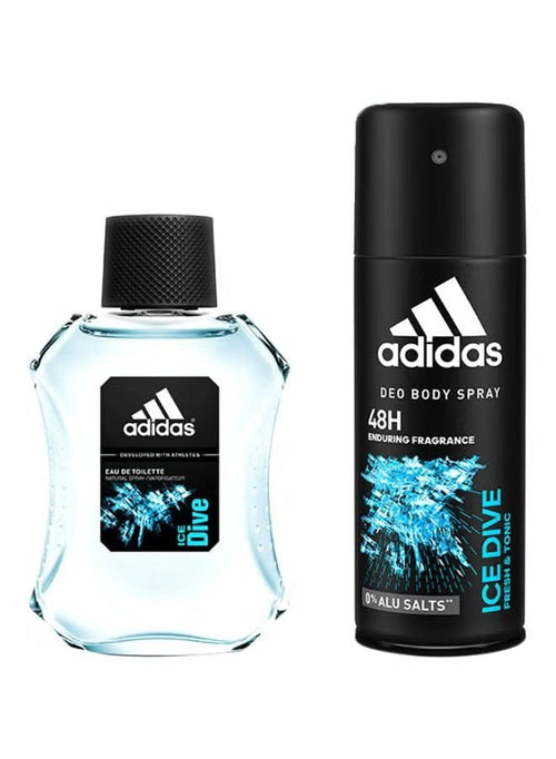 Adidas Ice Dive Eau de Toilette+ Deodorant Body Spray EDT 100, Body Spray 150ML 