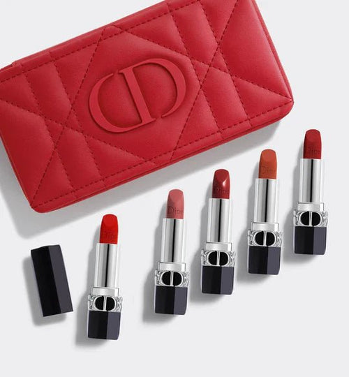 Christian Dior Rouge A Levres Lipstick Set 999 Velvet+772 Matte+760 Velvet+840 Velvet+869 Satin+Bag 