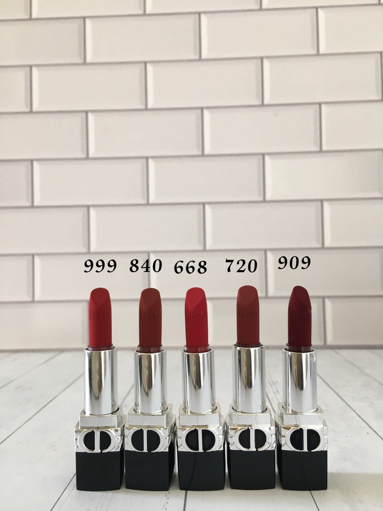 Christian Dior Rouges A Levres Lipstick Set 999 Velvet+668 Glam Velvet+720 Icon+840 Rayonnant+909 Rouge Baby 